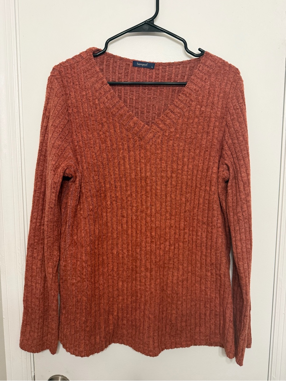 NWOT V-Neck Ribbed Sweater - Rust